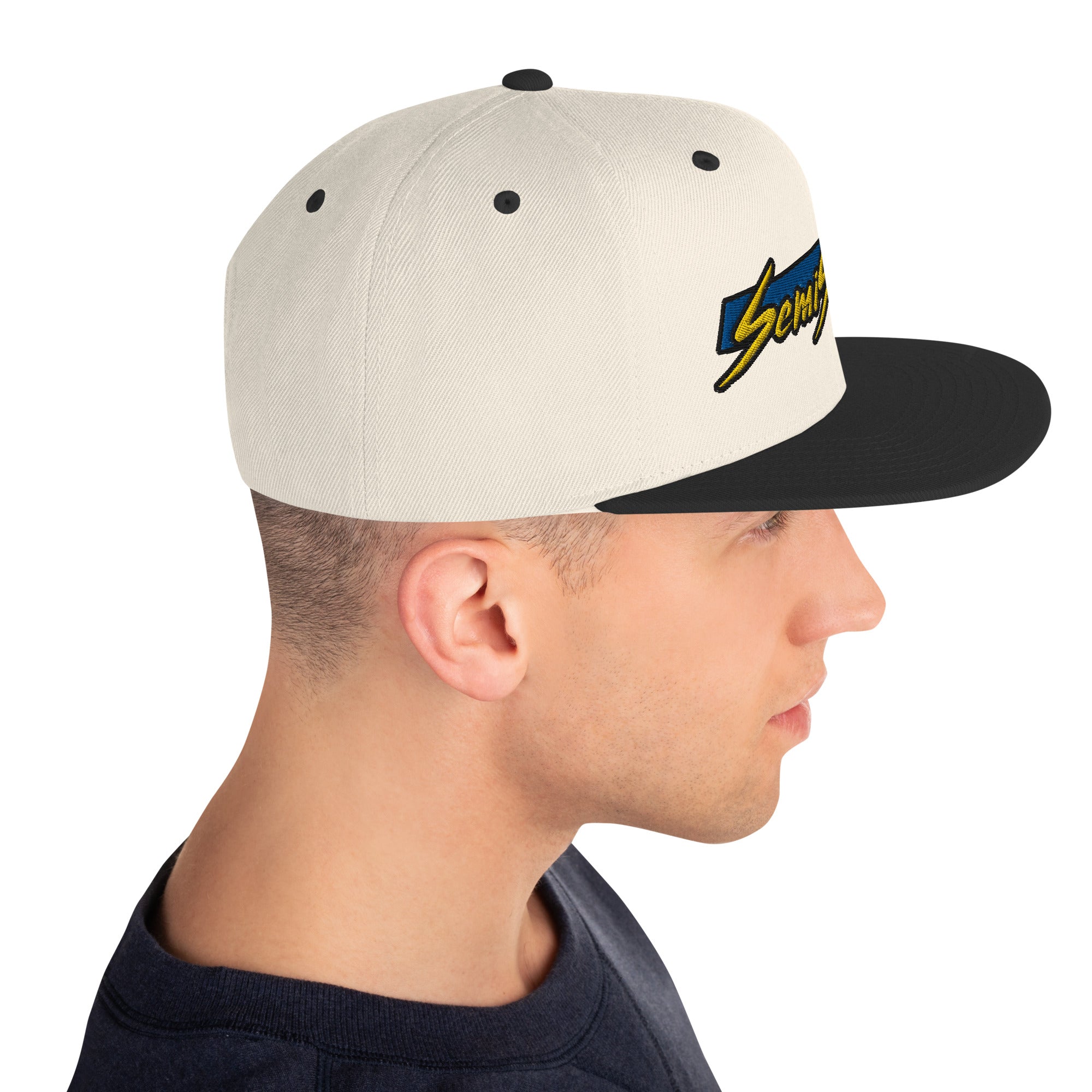 Semistupid Retro Snapback Hat | Blue & Yellow