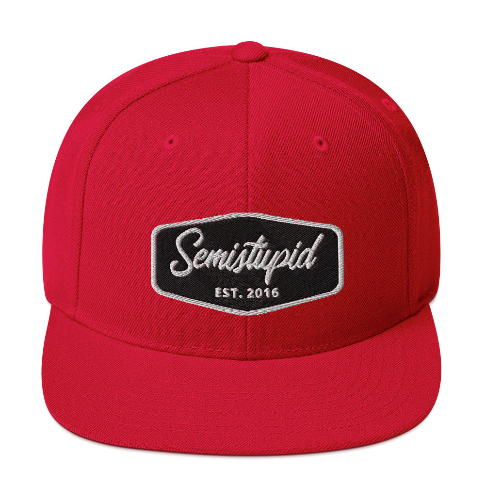 Red Semistupid Snapback Hat